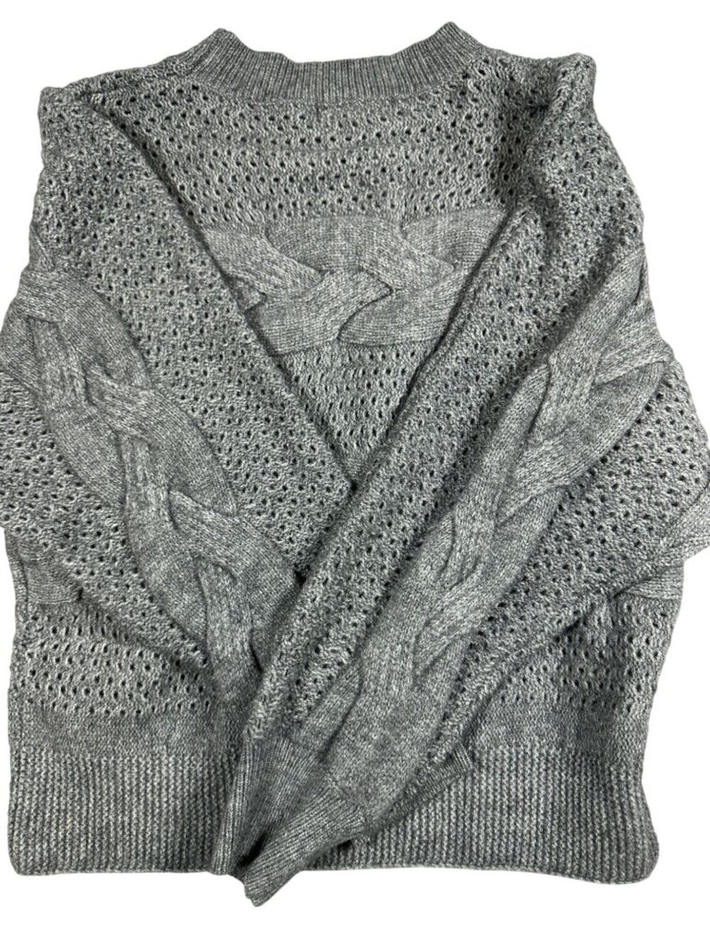 Oliver O Womens Gray Cable Knit Sweater XL Acrylic Blend Crew Neck NWT - Picture 3 of 5